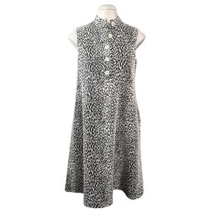 J. McLaughlin Lacey Sleeveless Band Collar Jacquard Swing Dress Cheetah Medium